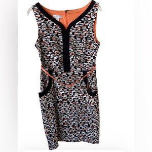 London Times Stylish Geometric Print Dress with belt size 10